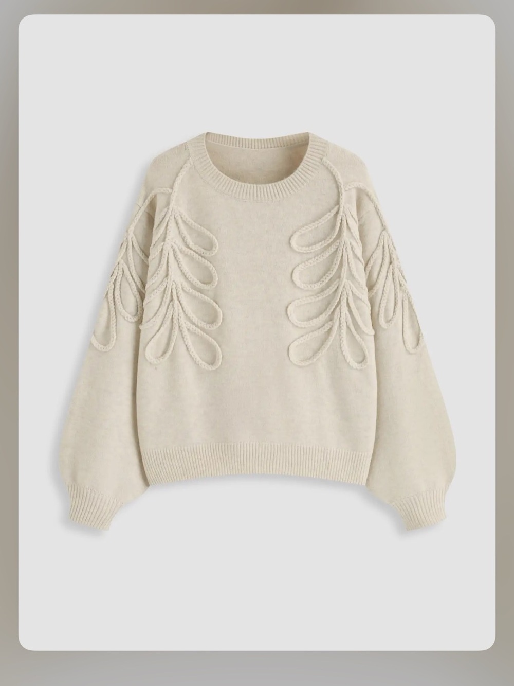 Cider KNIT ROUND NECKLINE LEAF BRAID OVERSIZED SWEATER M WC19-3
